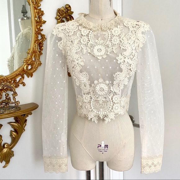 Zimmermann Tops - Zimmermann White Embroidery cropped blouse